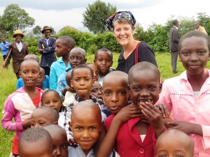 Thelma with Congolese students.